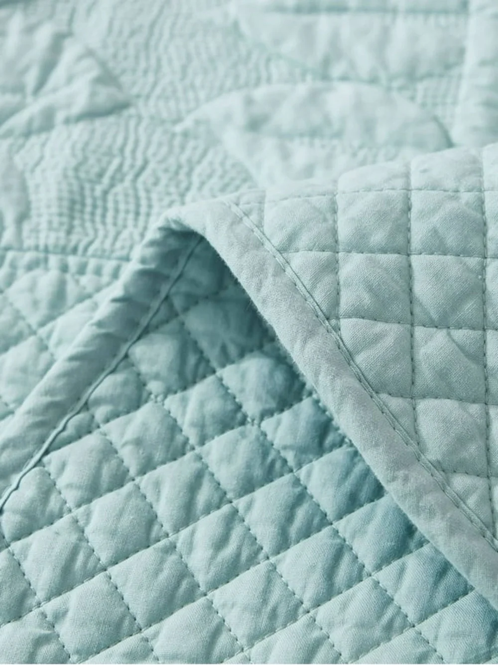 Light Blue Quilted Bedspread Set with Pillow Shams
